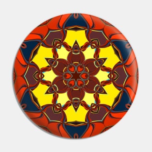 Cartoon Mandala Flower Yellow Orange and Blue Pin