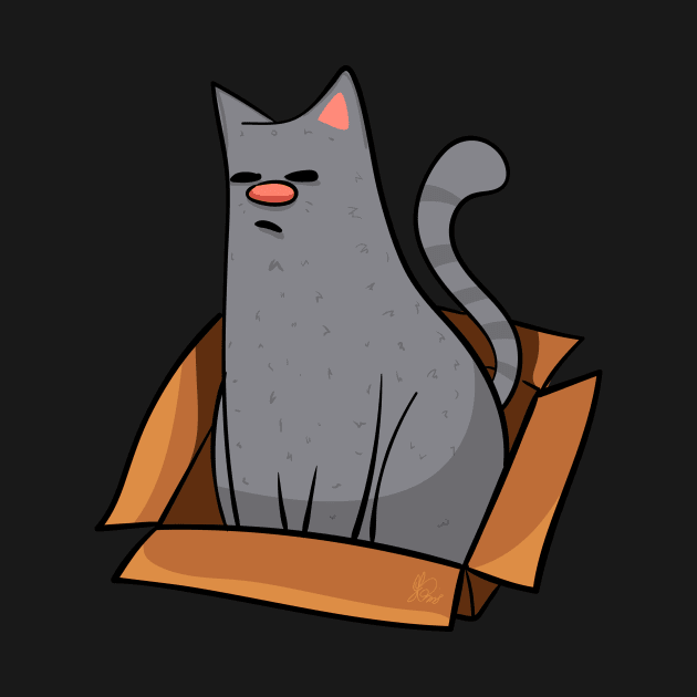 Russian Blue Cat in a Box Design by KPrimeArt