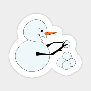 Snowman piling snowballs Magnet