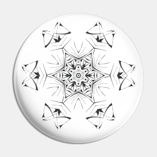 74C Unique Black White Abstract Mandala Pin