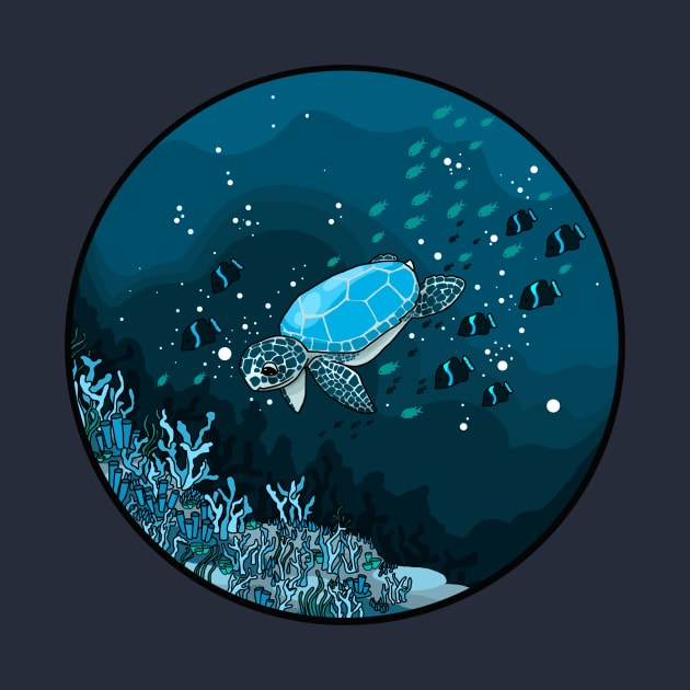 Sea Turtle with Coral Reef by HighFives555