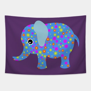 Cute Baby Elephant Flower Floral Art Design Tapestry