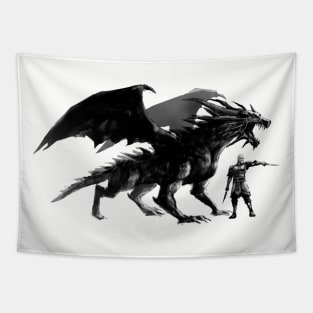 Rajic and his black dragon Raat (from the Dragon Slayer Chronicles) Tapestry