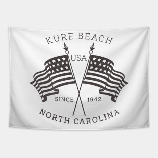 Kure Beach, NC Summertime Vacationing Patriotic Flags Tapestry