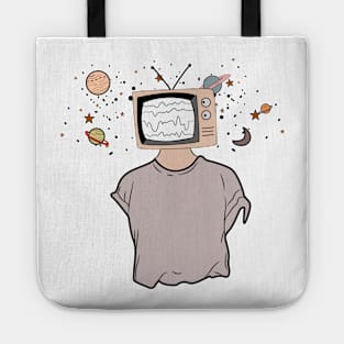 tv head in the space , space tv , best feeling just fo away Tote