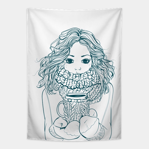 Coffee Girl Tapestry by EveFarb