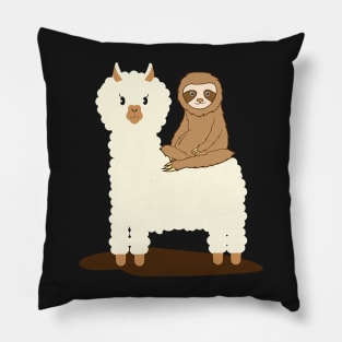 Sloth Riding Llama Funny Pillow