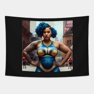 Summer Vibes, Curvy Summer, Beautiful Superwoman, Athlete. Dodge Ball Team, Strong Female. Sticker Tapestry