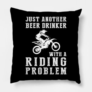 Revved up and Refreshed: A Hilarious Tee for Dirtbike & Beer Lovers! Pillow