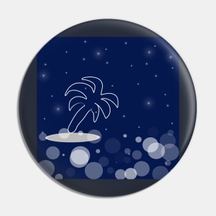 Landscape with palm. Vacation, exotic, island with dark blue color background Pin