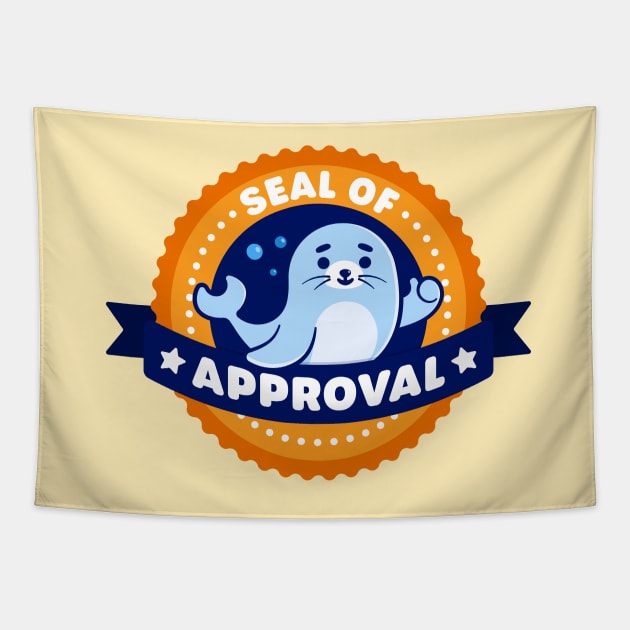 Seal of Approval - Cute Seal Pun Tapestry by Gudland