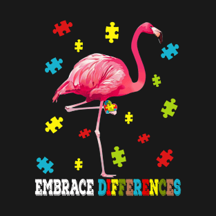 Flamingo Puzzle Piece Autism Awareness T-Shirt