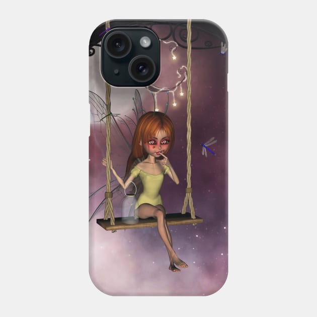 Little fairy on a swing with dragonfly in the night Phone Case by Nicky2342