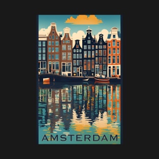 Amsterdam Modern Travel Poster Advert T-Shirt