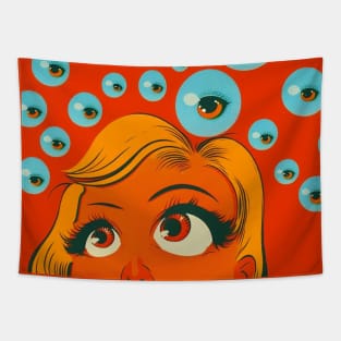 Vintage Eyeball Horror Art Tapestry