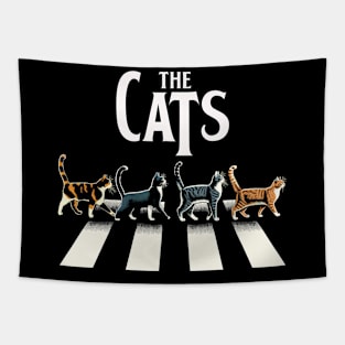 Retro Cat Rock and Roll Music Concert Festival Funny Cat Tapestry