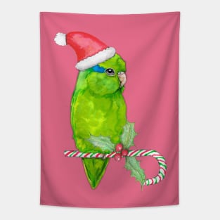 Green parrotlet christmas style Tapestry