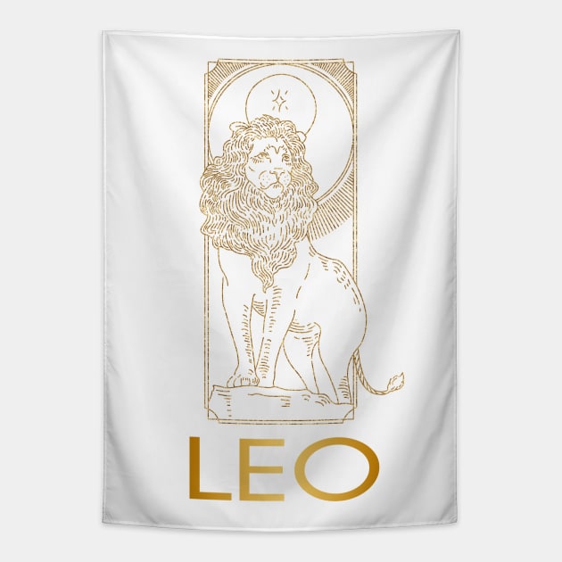 Golden Leo Zodiac Sign Tapestry by xposedbydesign