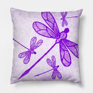 Beautiful abstract dragonflies in purple Pillow