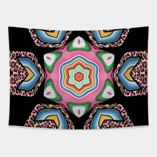 Serape Leopard Floral Flower Tapestry