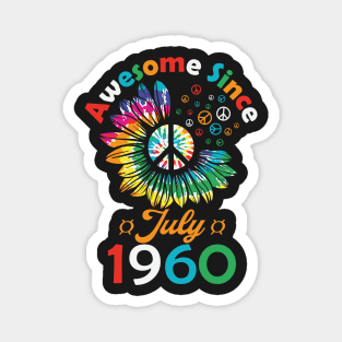 Funny Birthday Quote, Awesome Since July  1960, Retro Birthday Magnet