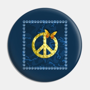 Golden Peace Symbol Butterfly 3D Graphic Pin