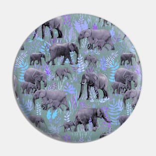 Sweet Elephants in Purple and Grey Pin