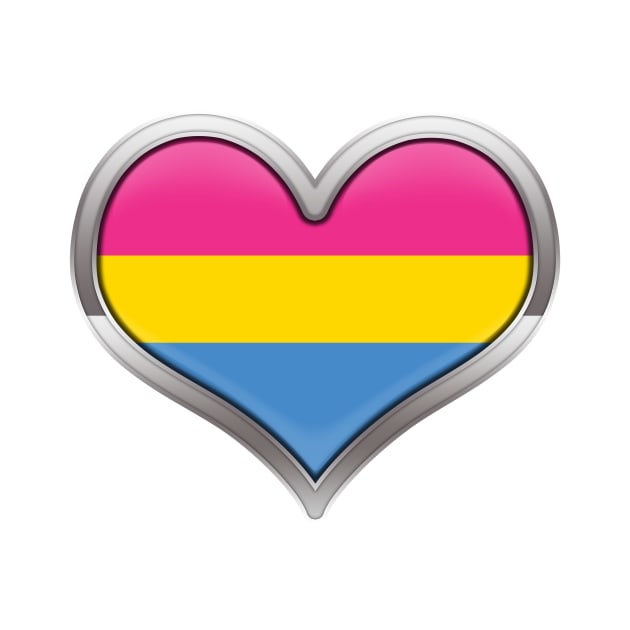 Large Pansexual Pride Flag Colored Heart with Chrome Frame by LiveLoudGraphics