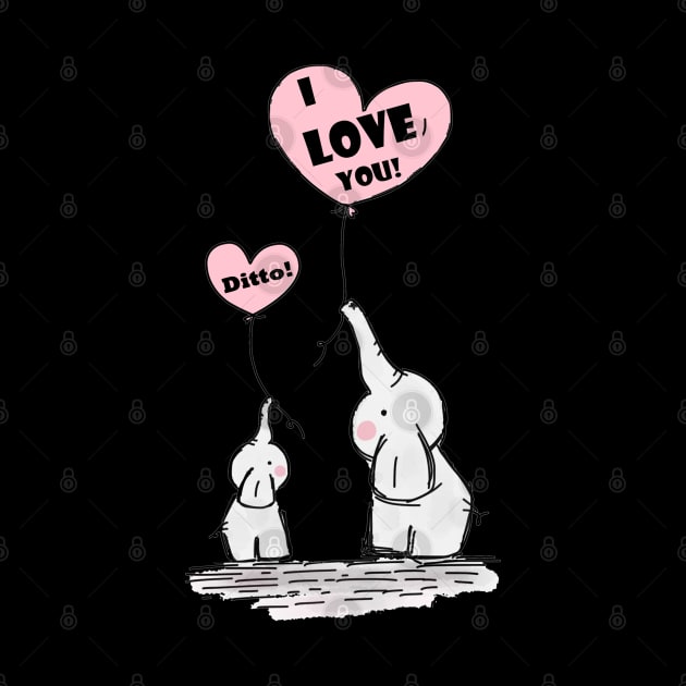 Cute Elephants I Love You Blob Pink Heart Balloons by TLSDesigns