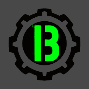 B - Green Industrial letter in a Cog T-Shirt