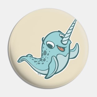 Happy Little Narwhal Waves Hi! Pin