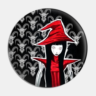 the red witch doll in darkness Pin