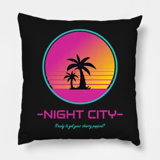 Cherry Popped in Night City Pillow