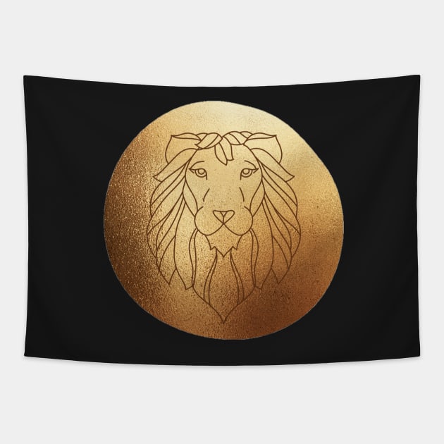 Taurus Zodiac  Metallic Gold Tapestry by Faeblehoarder