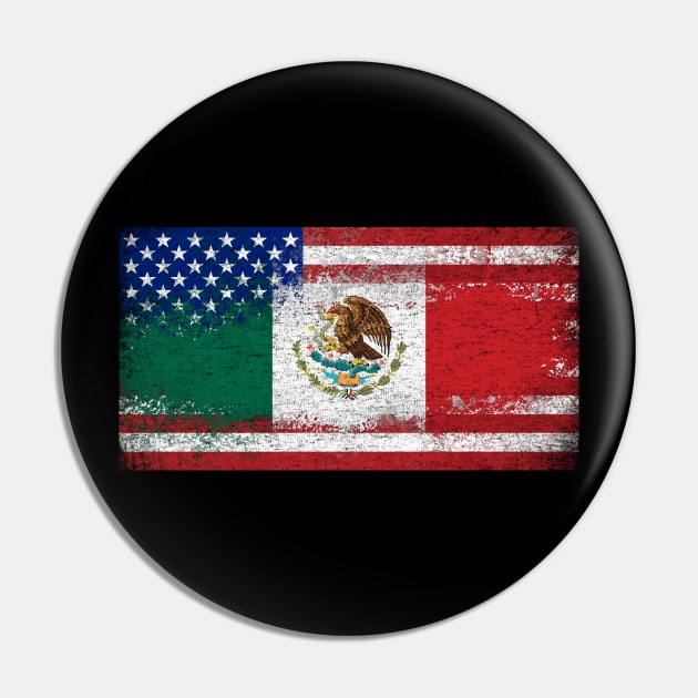 Mexican American Flag Vintage Pin by zurcnami