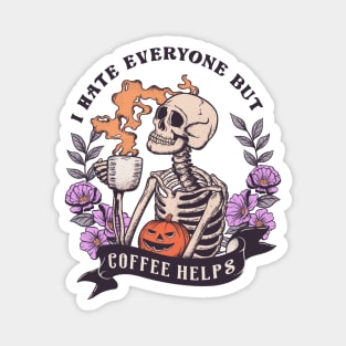 "Coffee Helps" Funny Skeleton Magnet