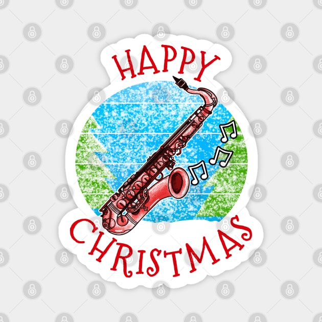 Christmas Saxophone Saxophonist Jazz Musician Xmas 2022 Magnet by doodlerob