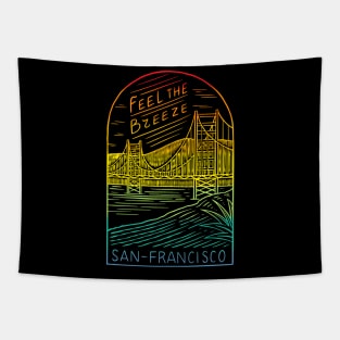 The San Francisco Bridge - California Art - Golden Gate Bridge Line Art Tapestry