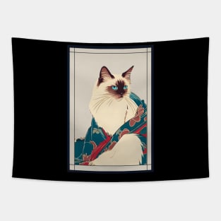 Birman cat japanese wear kimono vintage Tapestry