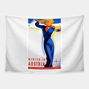 Vintage Travel Poster Winter in Austria Tapestry