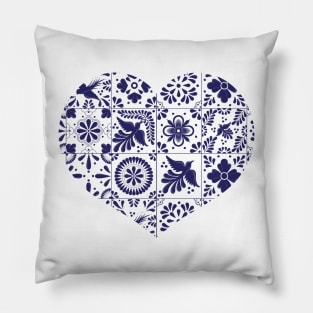 Mexican Talavera Tiles Heart Pillow