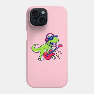 Cute Dinosaur Playing Guitar Music Cartoon Phone Case