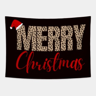 merry christmas leopard print Tapestry