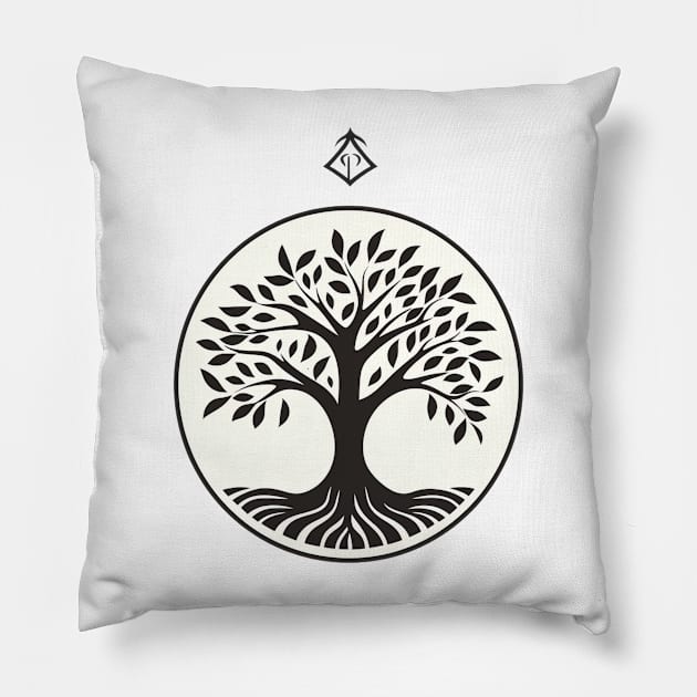 Contemporary Black Deciduous Tree Design Pillow by Greenbubble