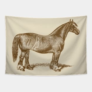 Draft Horse Mare Vintage Illustration Tapestry