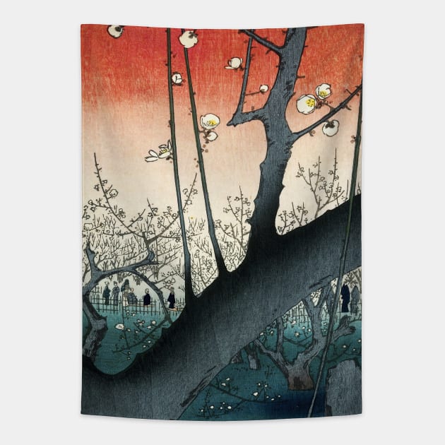 The Plum Garden Japanese art Tapestry by geekmethat