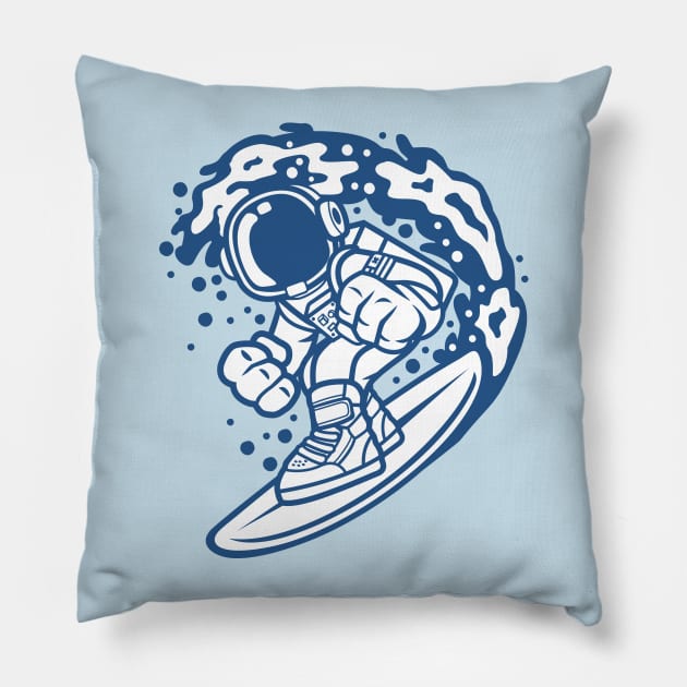 Surfing Astronaut Pillow by TomCage