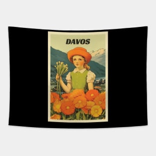 Davos, Switzerland, Travel Poster Tapestry