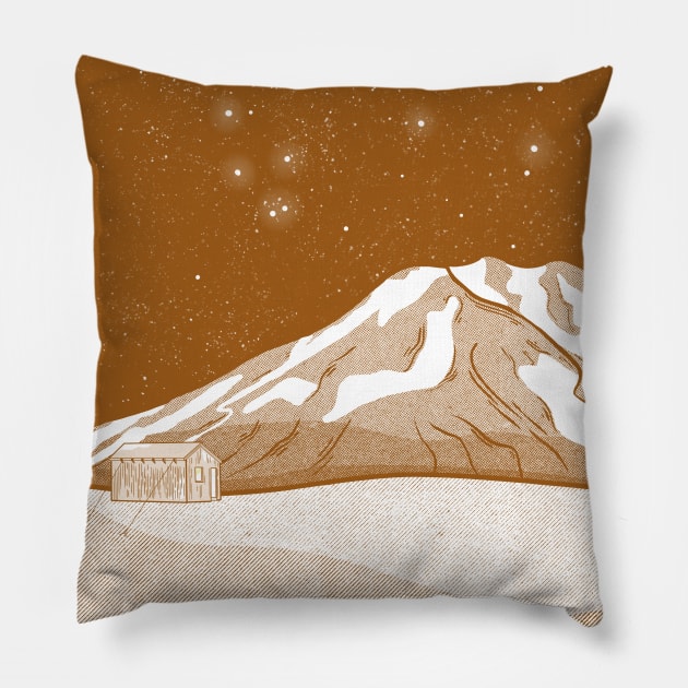 Syme Hut Fathams Peak Pillow by mailboxdisco