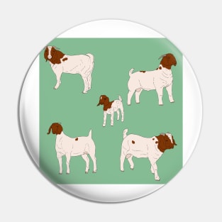 Boer Goats Pattern Sage Pin